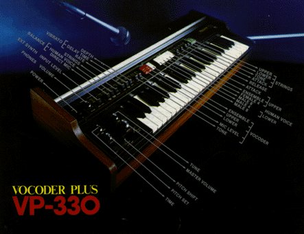 Eighties colour ad for the Roland VP330 vocoder...