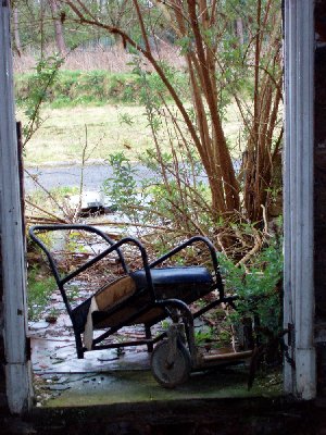 An abandoned wheelchair...