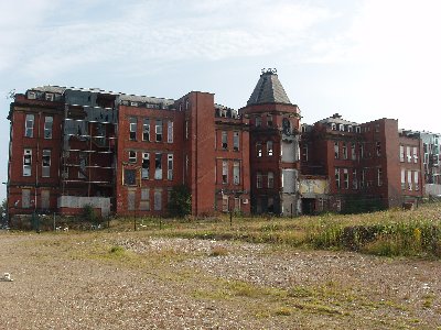 The view of the main block from the demolished area...